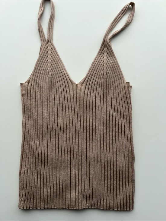 H&M Tops - H&M Ribbed V-Neck Cami - Taupe